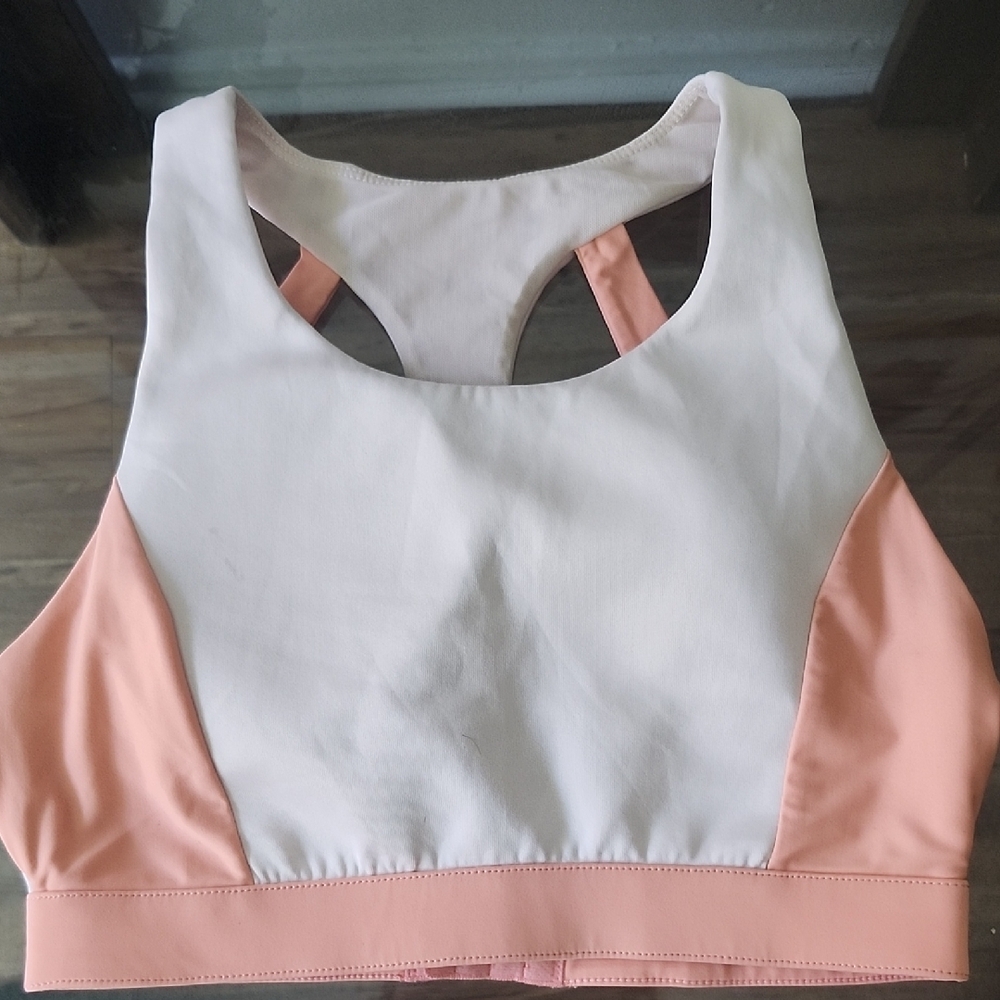 Peach and White Women's Sports Bra